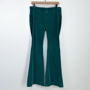 Free People We The Free Green Stretch Corduroy Elastic Waist Flare Pants SIZE 31